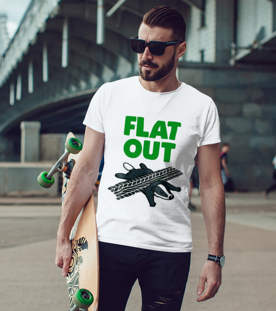 Flat Out Badger Roadkill Humorous T-Shirt