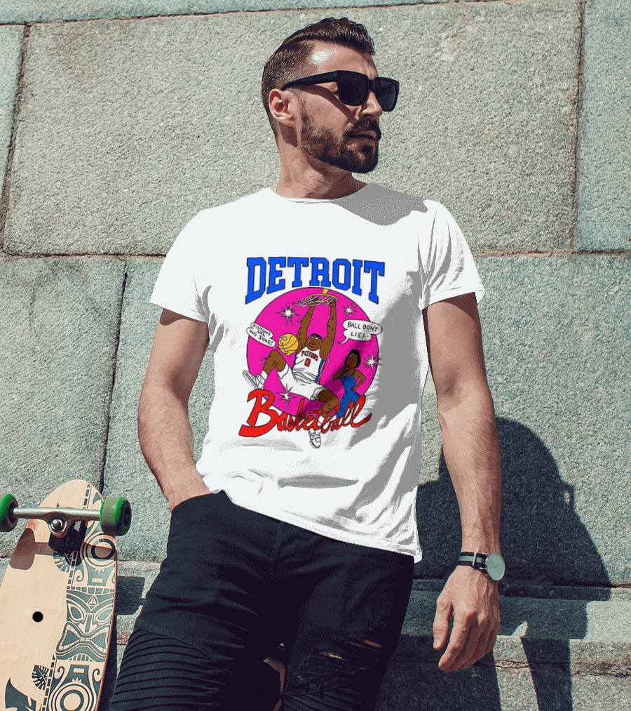 Detroit Pistons Basketball Cartoon Ball Don't Lie Pistons Are No Joke T-Shirt