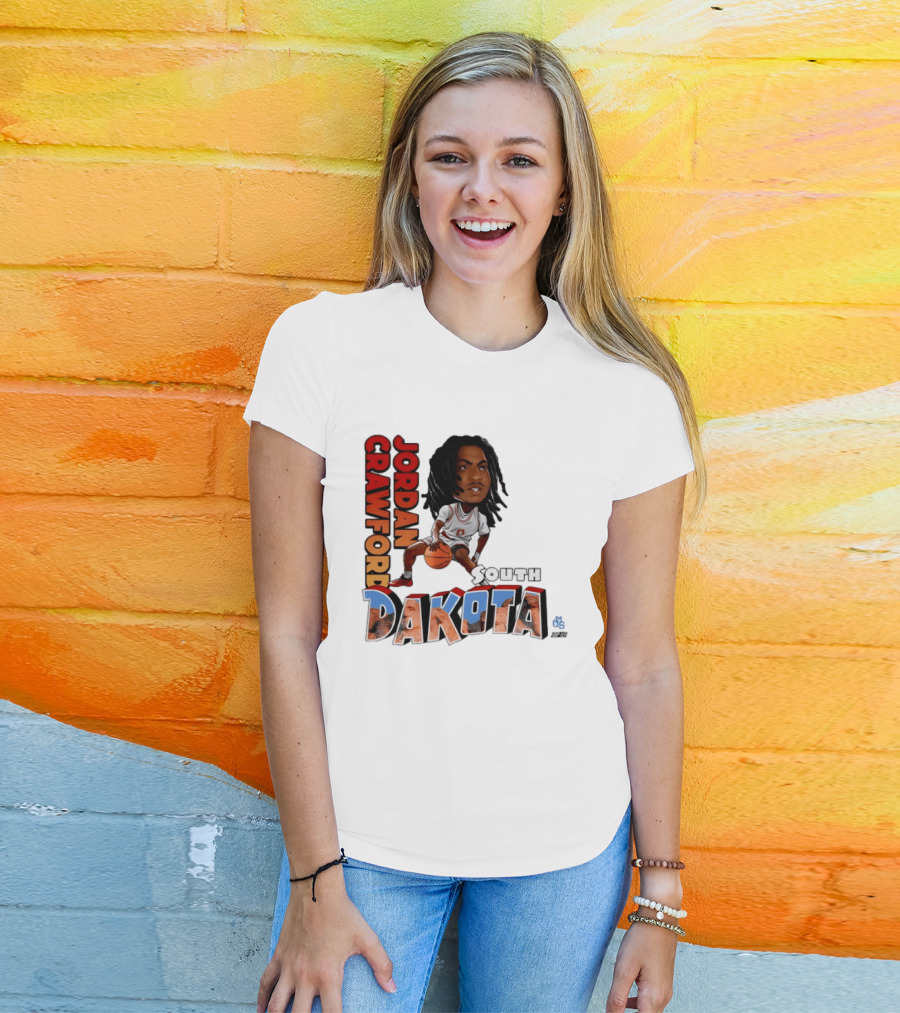 Jordan Crawford South Dakota Basketball Player Cartoon Sports T-Shirt