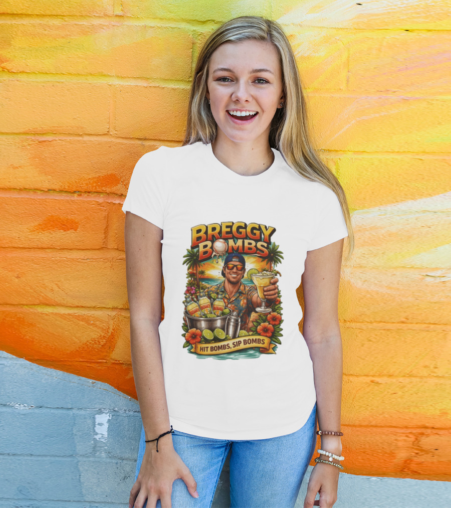 Breggy Bombs Hit Bombs Sip Bombs Tropical Cocktail Vibes T-Shirt
