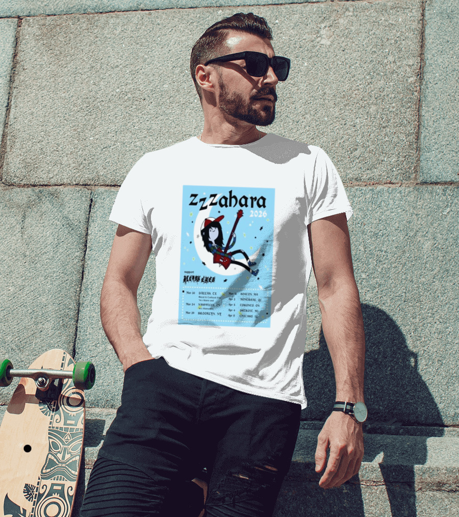 Zzzahara Fall Tour 2026 Dates And Support Act With Cartoon Guitarist T-Shirt