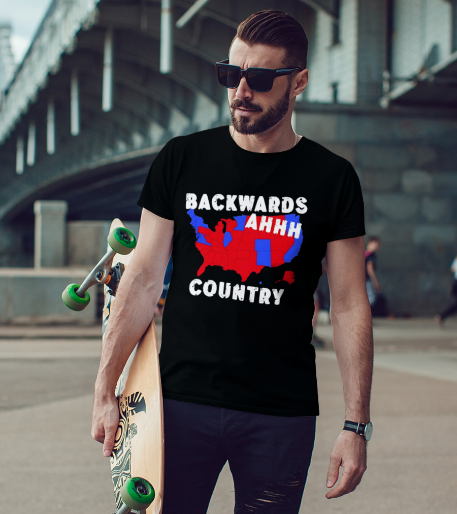 Backwards Ahhh Country State Map USA T-Shirt