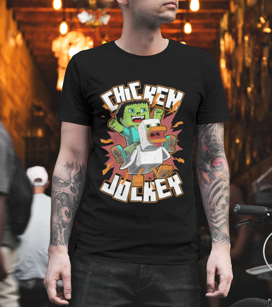 Chicken Jockey Baby Zombie Riding a Chicken Gaming Novelty T-Shirt