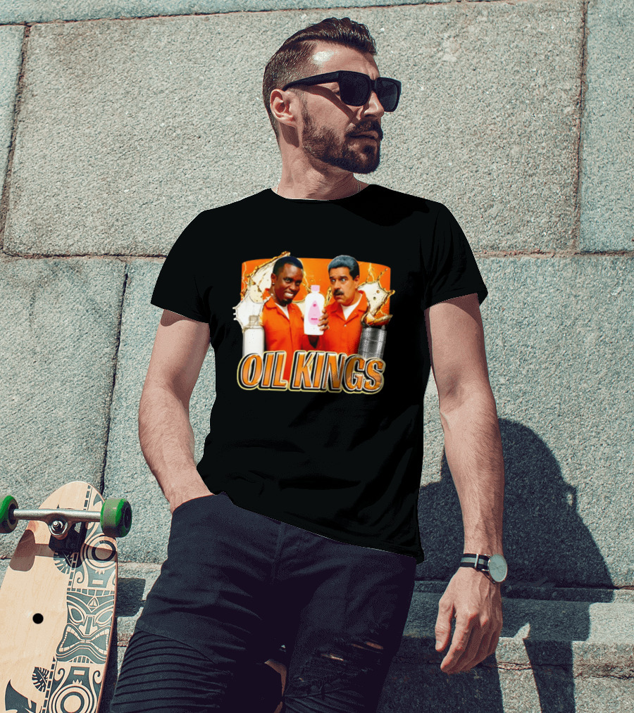 OIL KINGS Diddy Vs Nicolas Maduro Orange Bottles Humor T-Shirt