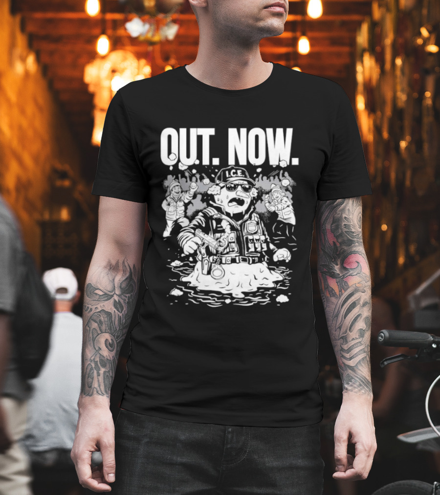 OUT NOW I.C.E. Flooded Streets Political Commentary T-Shirt