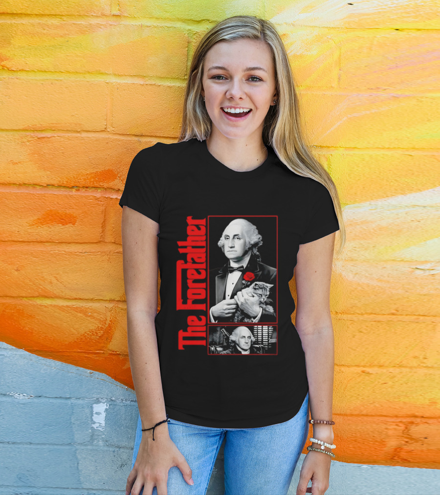 Patriotic George Washington Forefather The American Godfather Cat T-Shirt