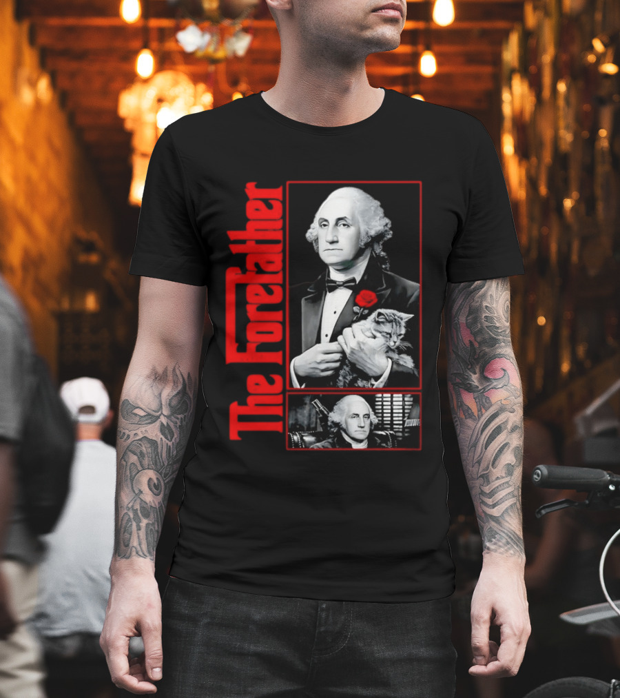 Patriotic George Washington Forefather The American Godfather Cat T-Shirt