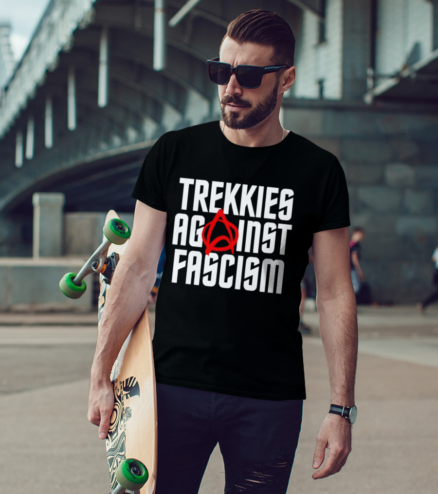 TREKKIES AGAINST FASCISM Anarchy Symbol Resistance T-Shirt