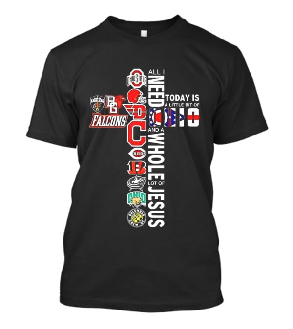 Ohio Sports Jesus Cross Ohio State Buckeyes Cincinnati Reds Cleveland Cavaliers T-Shirt