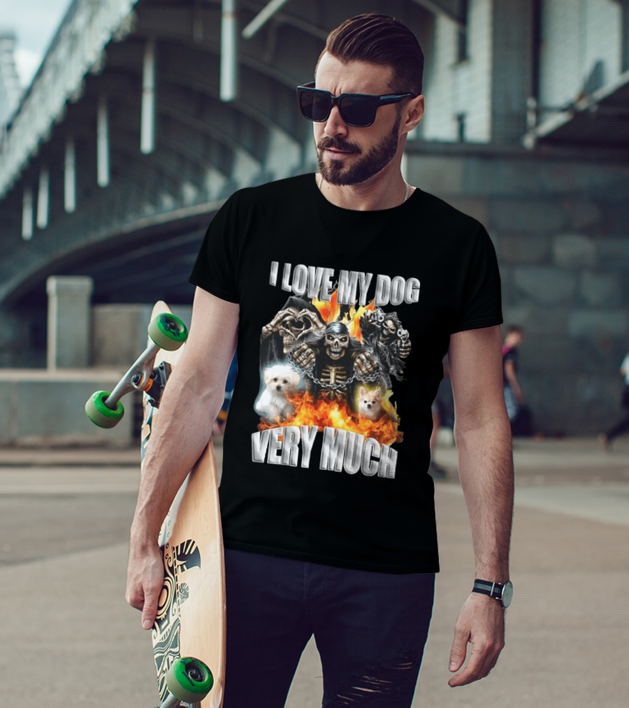 I Love My Dog Very Much Grim Reaper Flames Pet Lover T-Shirt