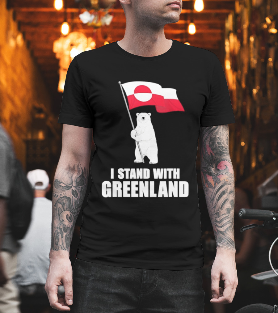 I Stand With Greenland Flag Bear Polar Pride Kalaallit Greenlanders T-Shirt