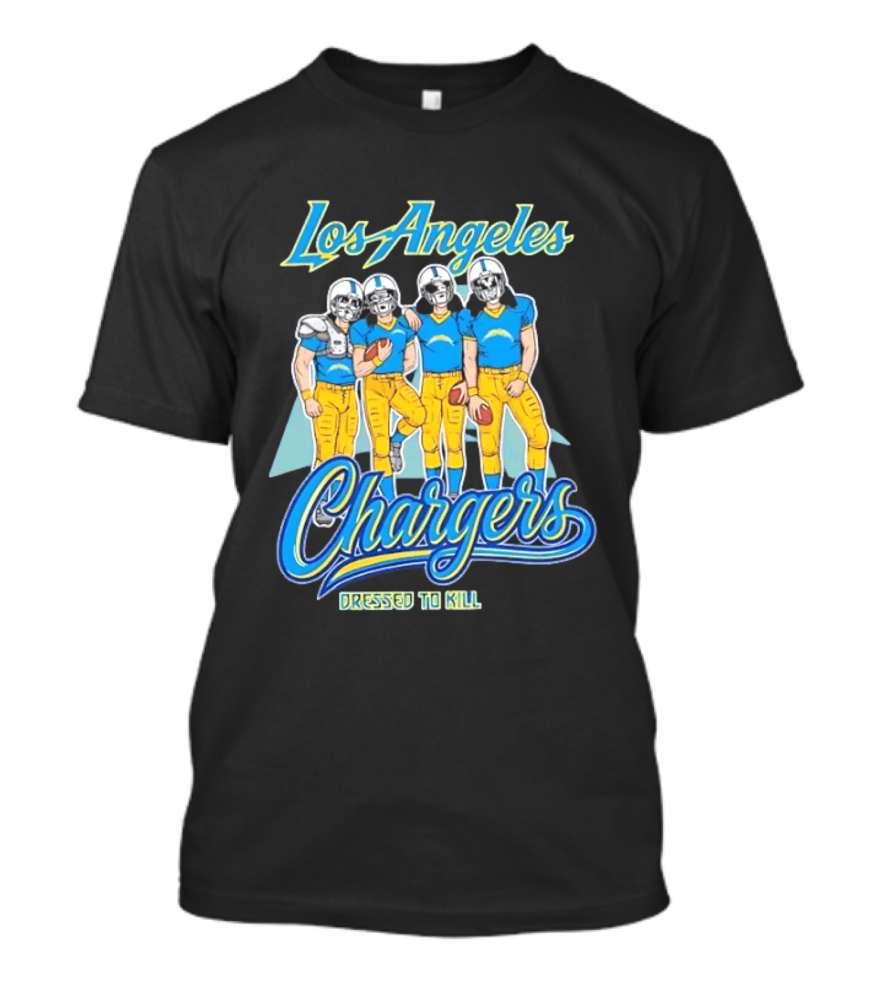 Los Angeles Chargers Dressed To Kill Players Skull Faces Cartoon T-Shirt