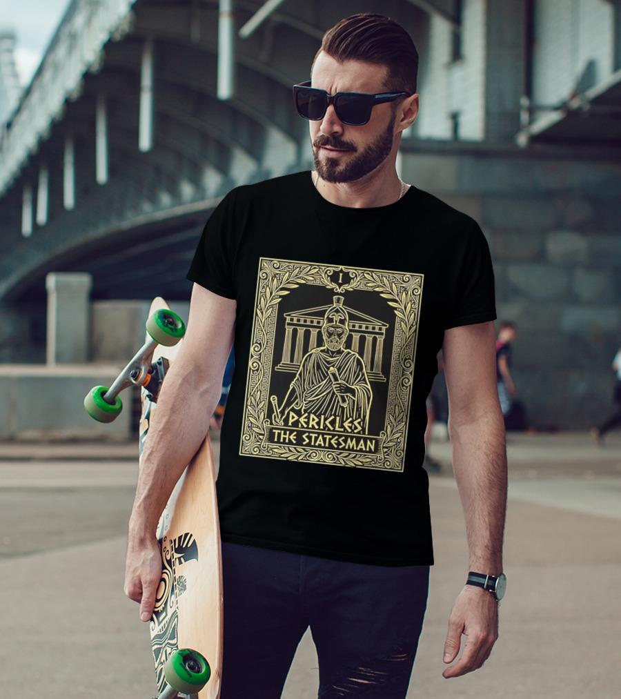 Pericles The Statesman Tarot Card Ancient Greece Roman Helmet Greek Columns T-Shirt