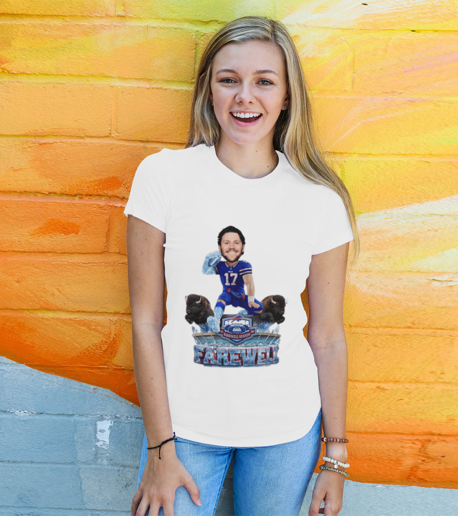 Buffalo Bills Josh Allen Hurdle Farewell Season Highmark Stadium Caricature T-Shirt