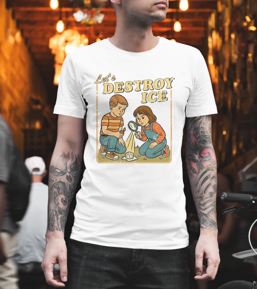 Let's Destroy ICE Melt The Ice Caricature Kids Exploring T-Shirt