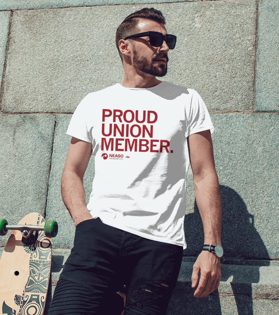 NEASO Proud Union Member Red Text With Union T-Shirt