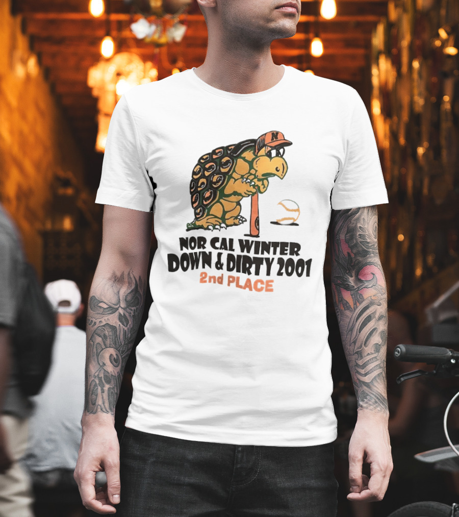 Nor Cal Winter Down And Dirty 2001 2nd Place Turtle Bat And Ball T-Shirt