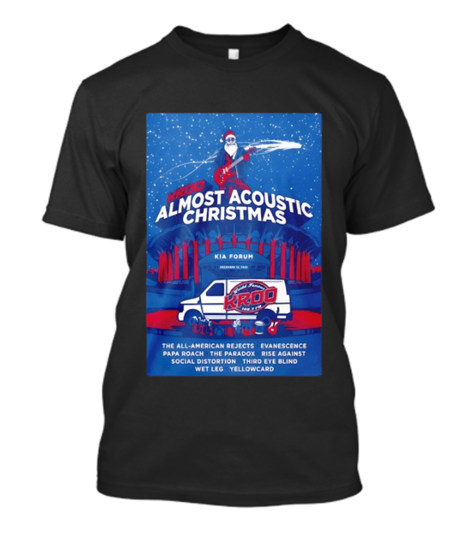 KROQ Almost Acoustic Christmas December 13 2025 Los Angeles Bands Lineup Santa T-Shirt