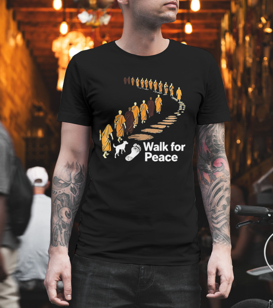 Monks and Dog Walk for Peace Pathway T-Shirt