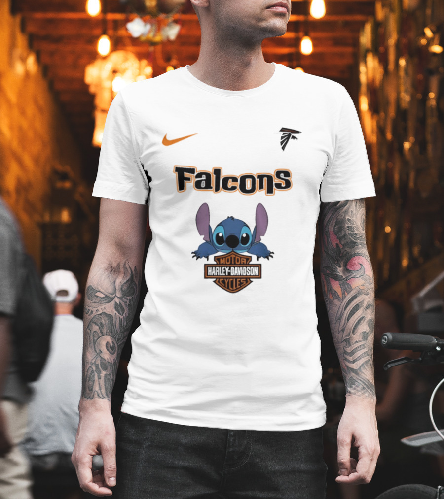 Atlanta Falcons Stitch Motocycle Cycles Football Nike T-Shirt