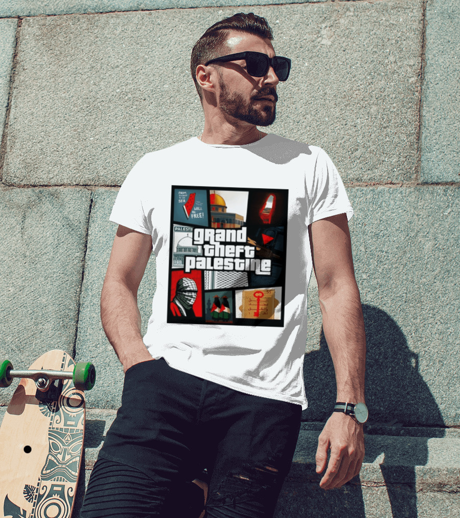 Grand Theft Palestine Dome Of The Rock Sea To Sea Free Palestine RPG Key 55 Flag Cover T-Shirt