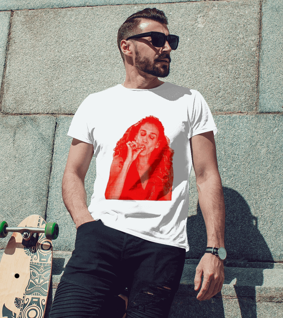 Lit Carrie Smoking Scene Red Artistic T-Shirt