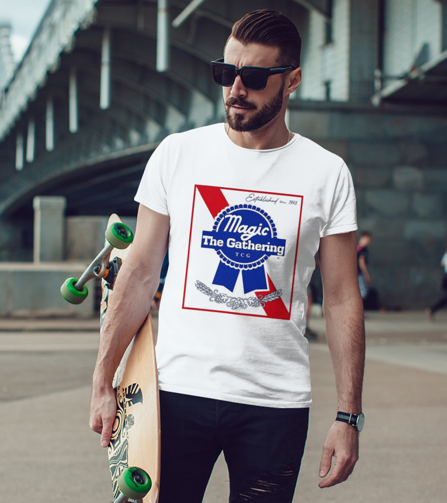 Magic The Gathering Pabst Established 1993 Vintage Style Ribbon T-Shirt
