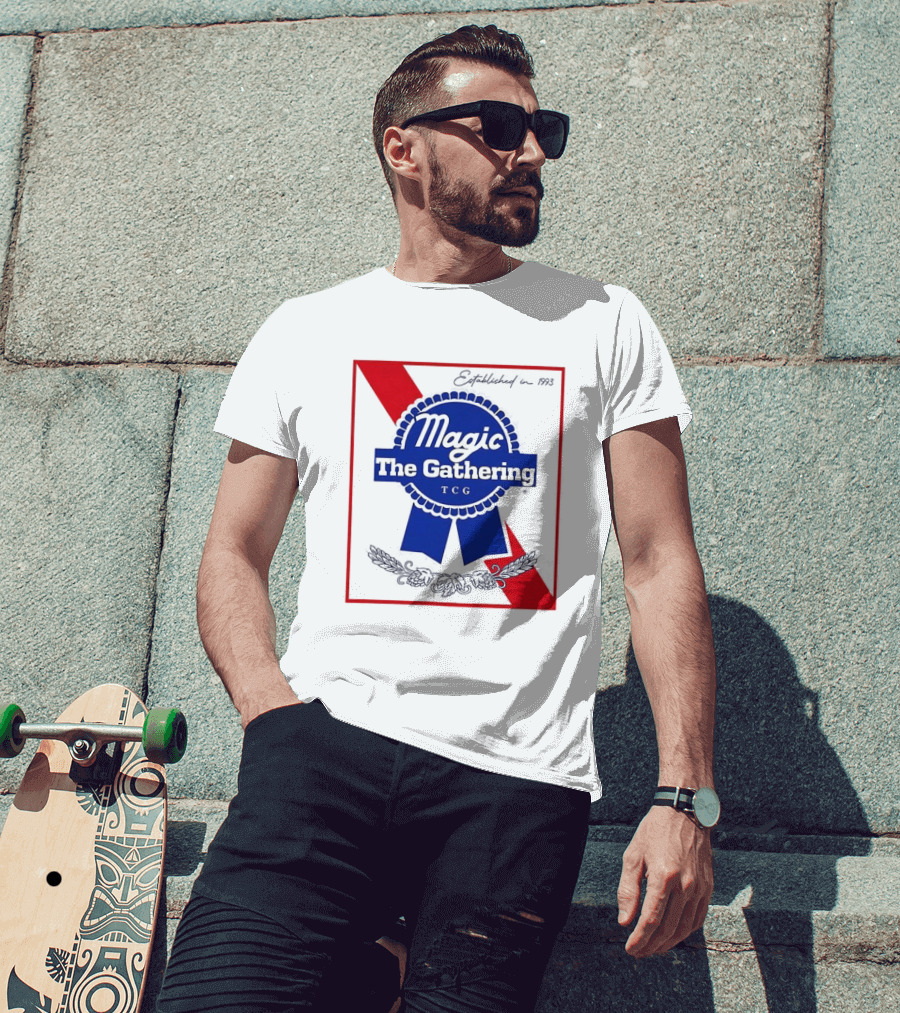 Magic The Gathering Pabst Established 1993 Vintage Style Ribbon T-Shirt