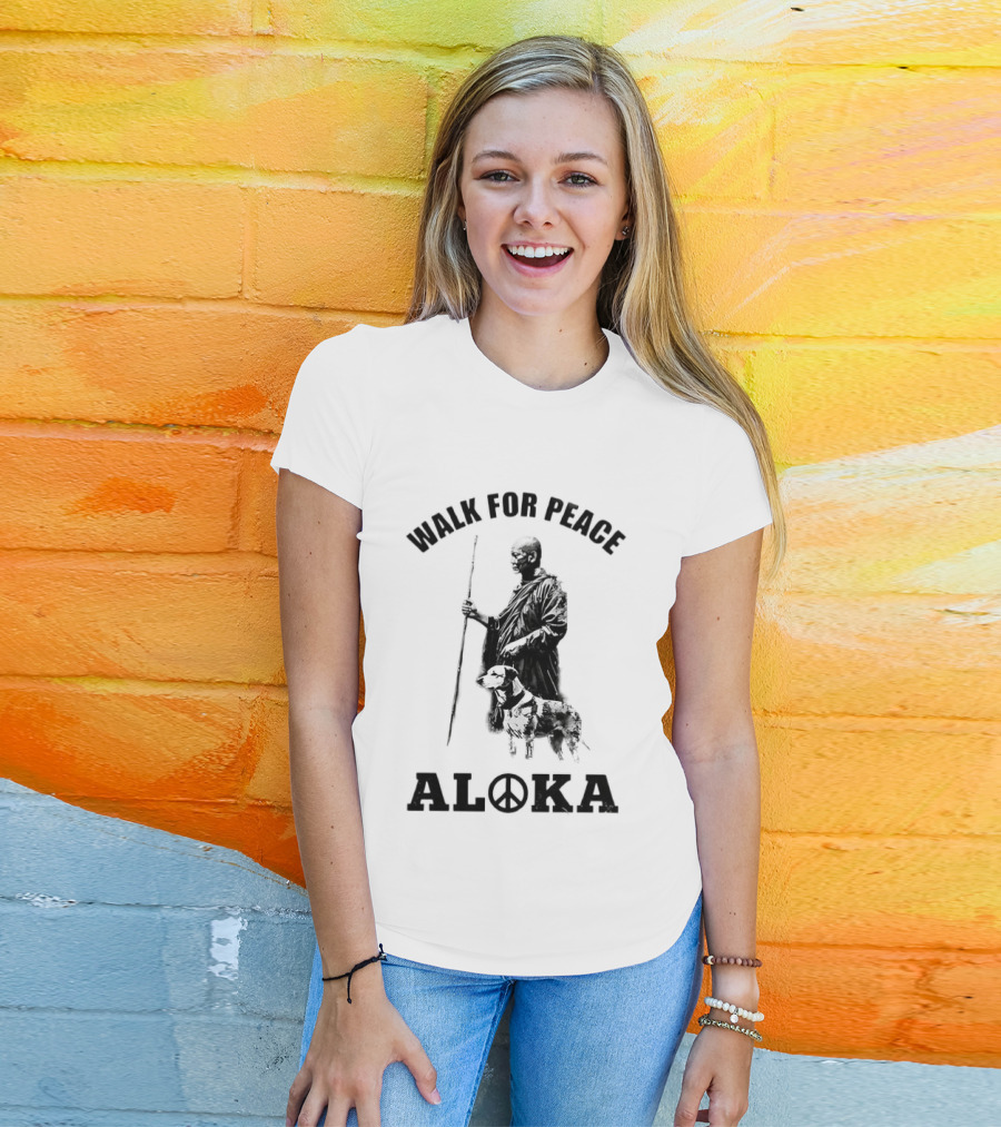 Walk For Peace Aloka Dog And Monks Sketch T-Shirt