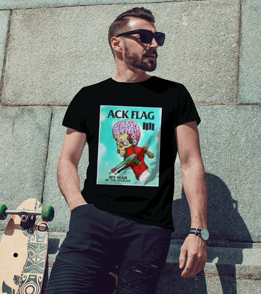 Ack Flag Martian Warrior My War Of The Worlds Retro Sci Fi T-Shirt