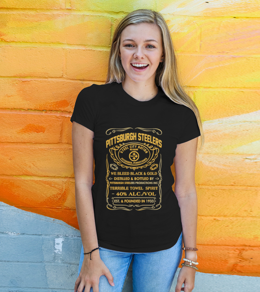 Pittsburgh Steelers Terrible Towel Spirits Established 1933 Black And Gold T-Shirt