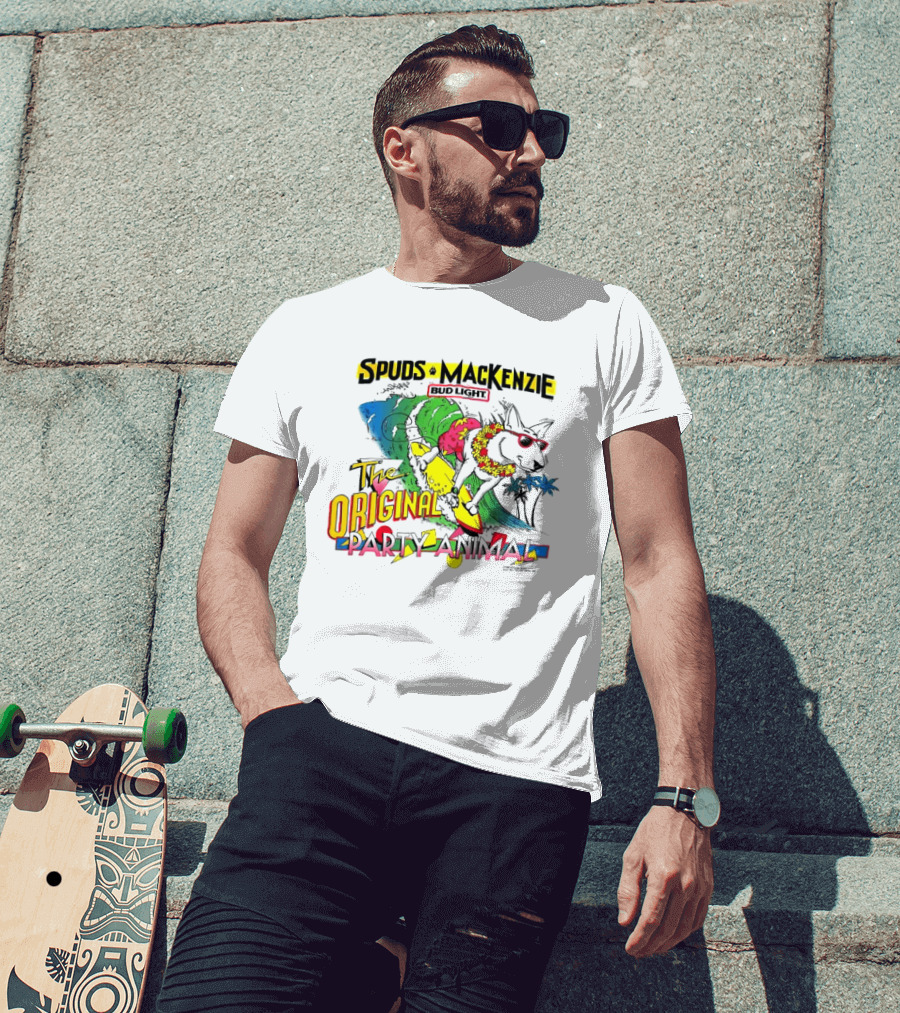 Spuds MacKenzie Bud Light Surfing The Original Party Animal T-Shirt