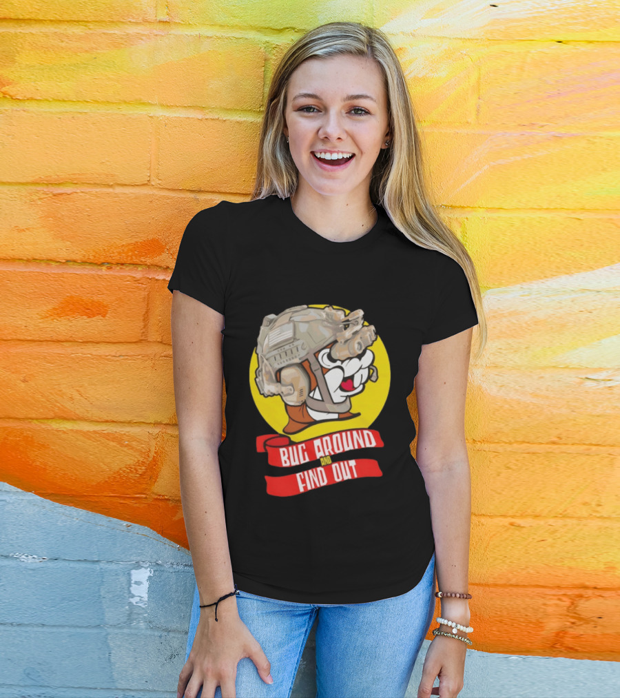 Beaver Army Bug Around And Find Out Helmet Cartoon Fandom T-Shirt