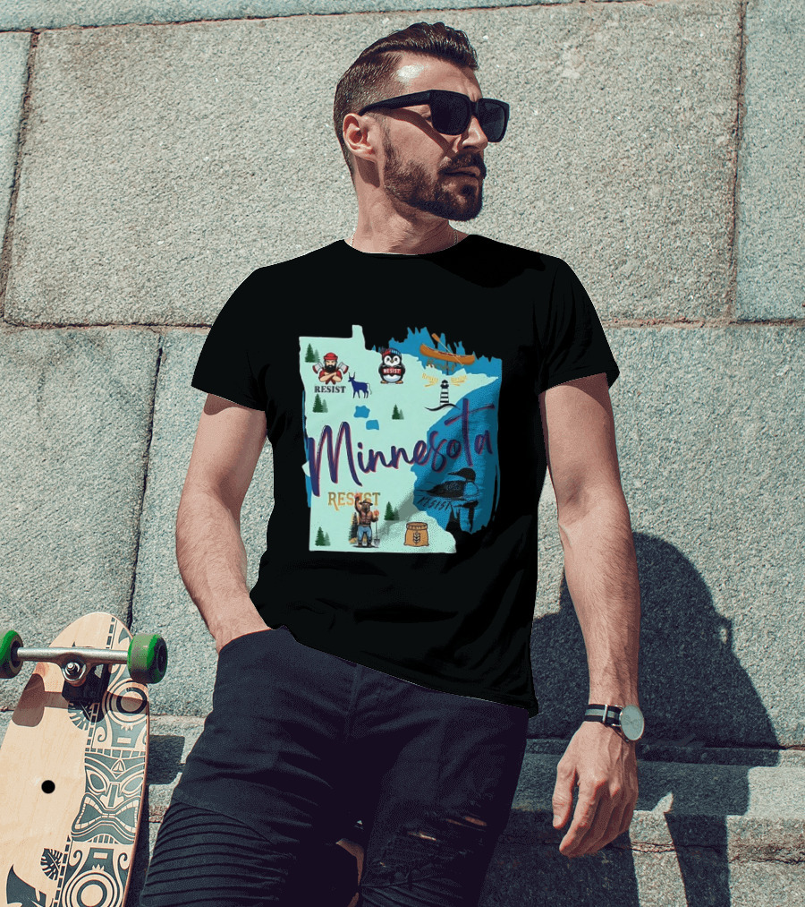 Minnesota Resist Lumberjack Penguin Canoe Loon Lighthouse Deer T-Shirt