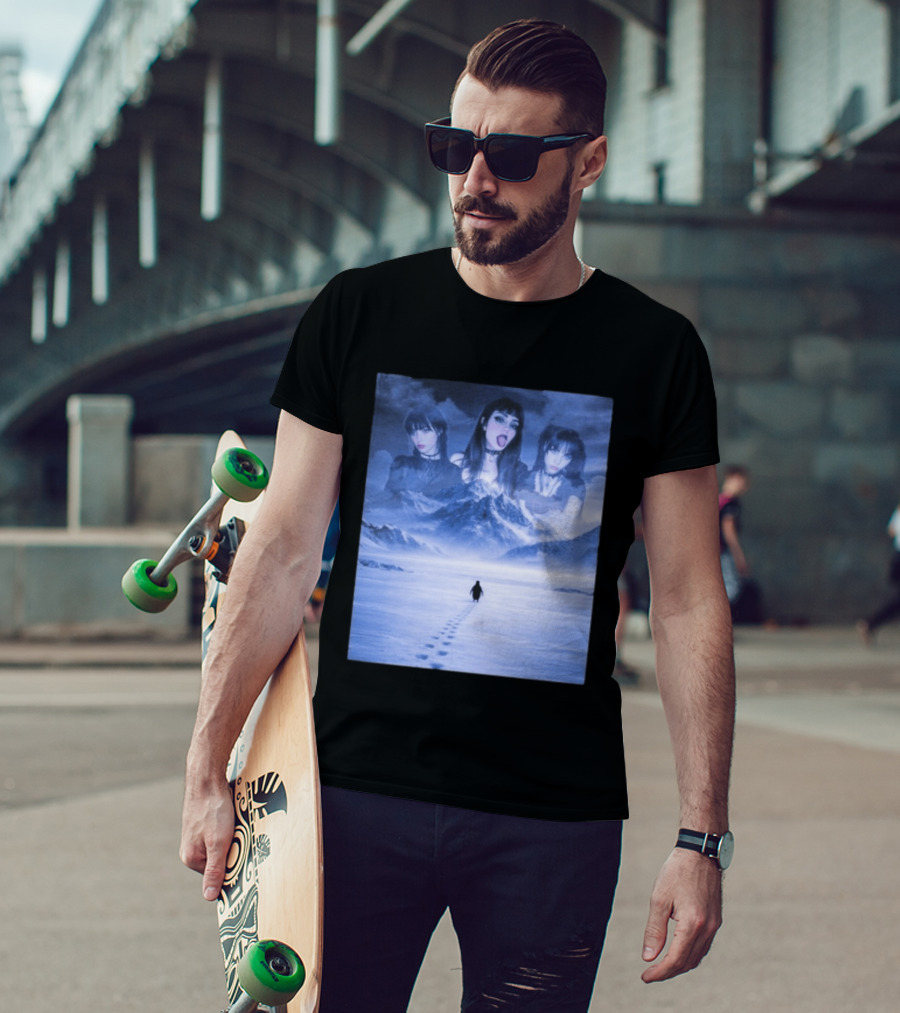 Nihilist Penguin Goth Girls Dark Winter Mountain Scene T-Shirt