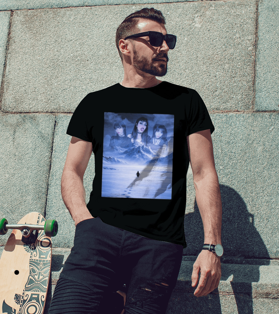 Nihilist Penguin Goth Girls Dark Winter Mountain Scene T-Shirt