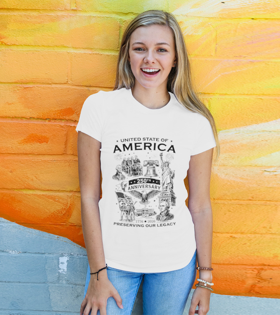 United States Of America Anniversaries 1776 2026 Liberty Bell Statue Of Liberty Celebrating Our Legacy T-Shirt