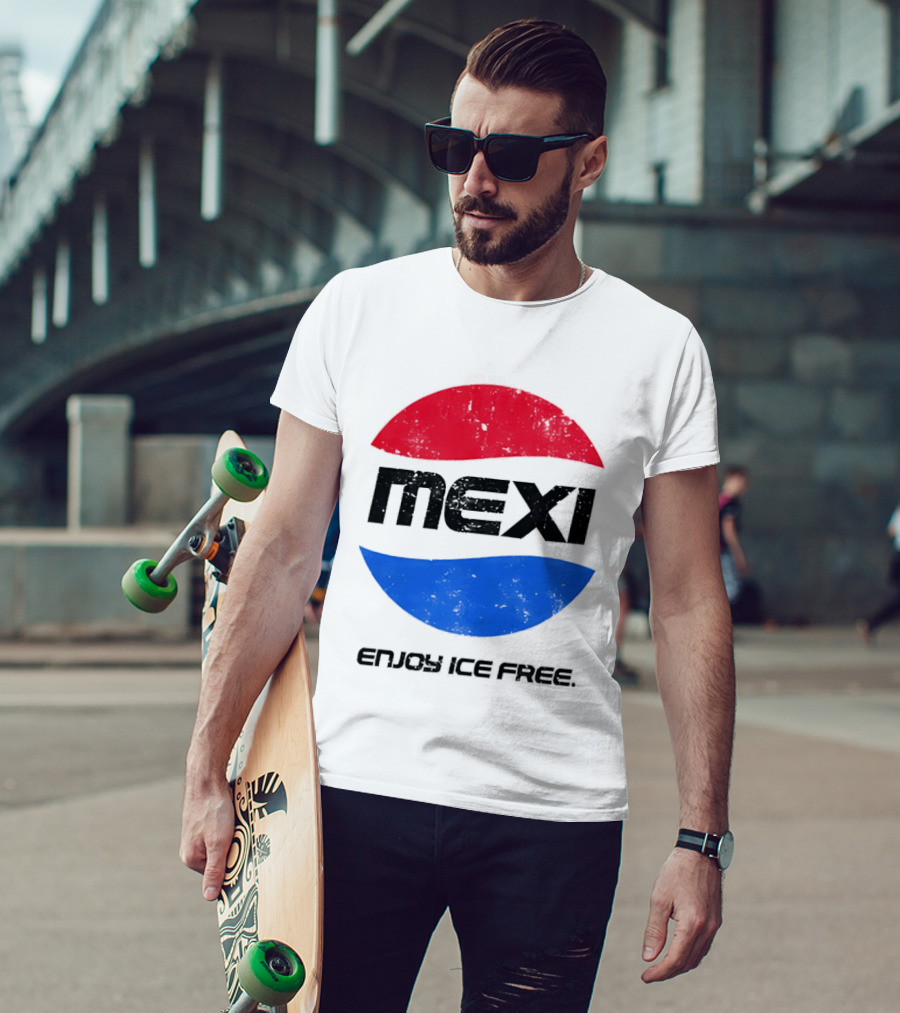 Mexi Enjoy Ice Free Red Blue Iconic Beverage Humor T-Shirt