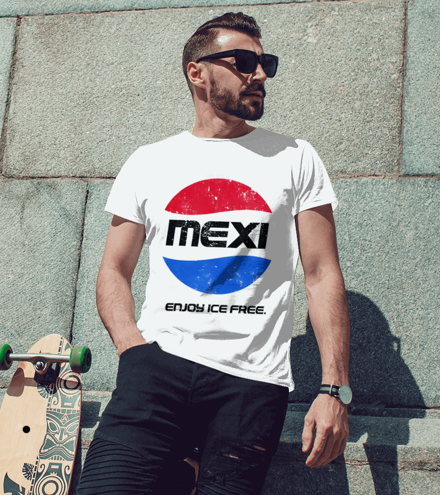 Mexi Enjoy Ice Free Red Blue Iconic Beverage Humor T-Shirt