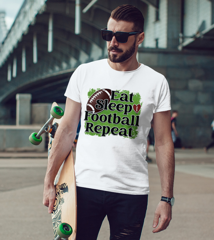 Eat Sleep Football Repeat Heart Football T-Shirt