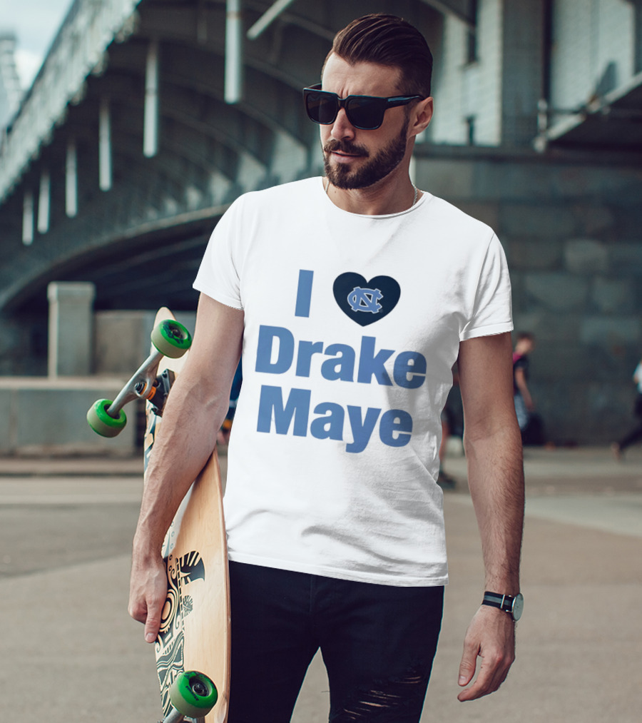 I Love Drake Maye UNC Tar Heels Football Heart T-Shirt