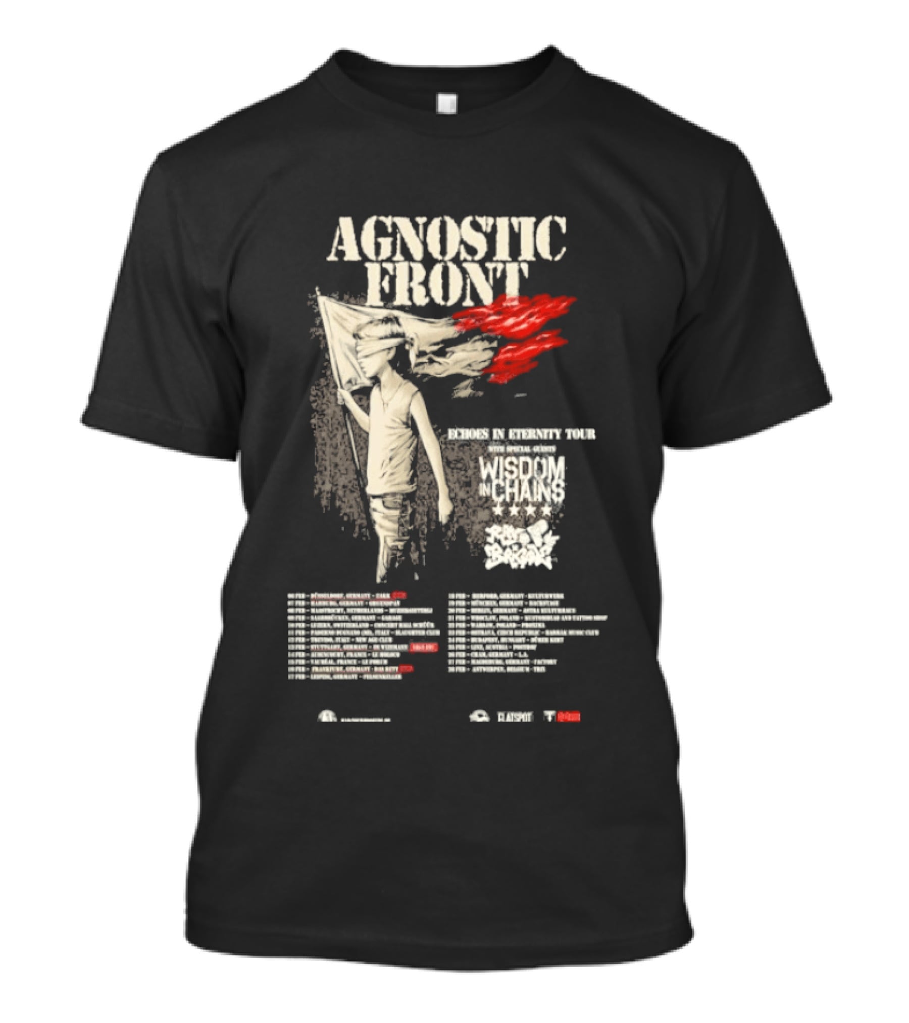 Agnostic Front European Echoes In Eternity Tour 2026 Punk Tour Dates T-Shirt