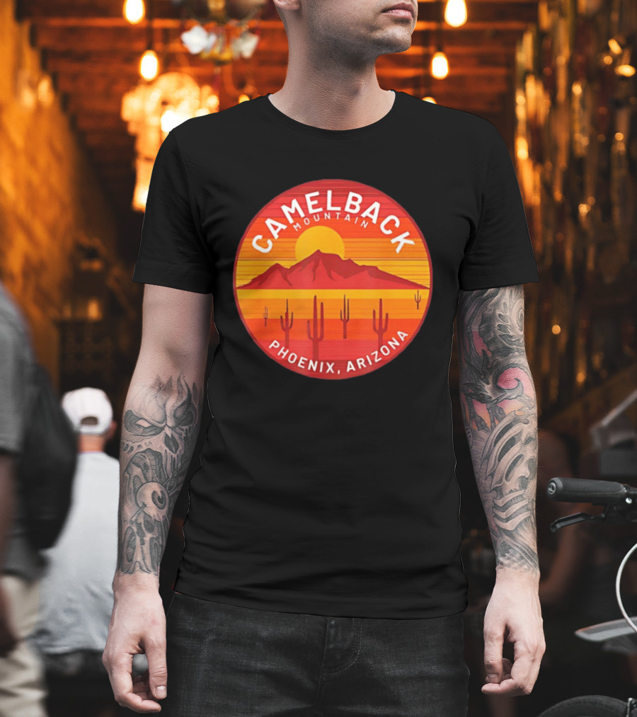 Camelback Mountain Phoenix Arizona Sunset Cactus Desert Hiking T-Shirt
