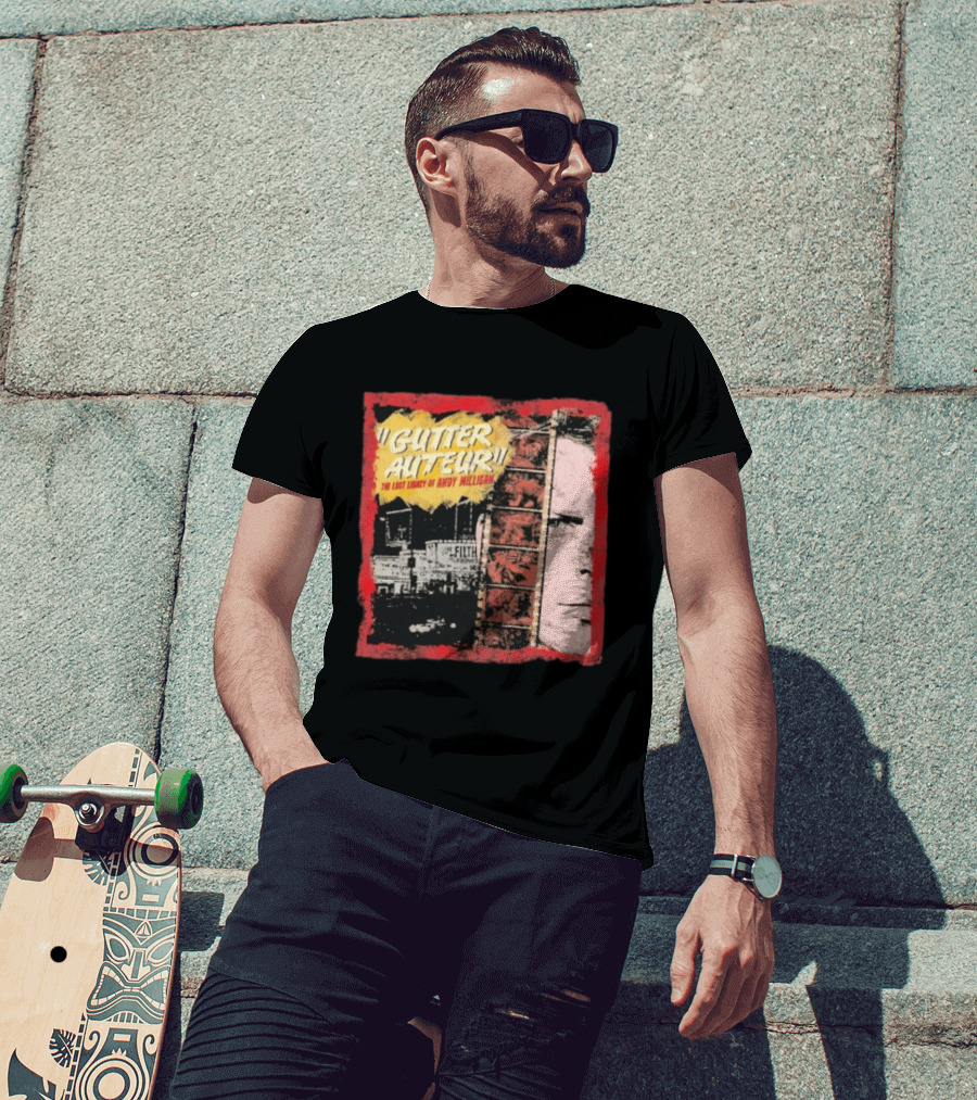 Gutter Auteur The Lost Legacy Of Andy Miligan Filmmaker Tribute With Vintage Film Strip And Urban Nightlife T-Shirt