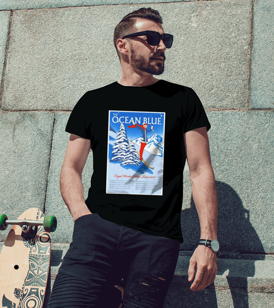 The Ocean Blue Frigid Winter Days Tour 2026 With Skiing Santa And Show Dates T-Shirt