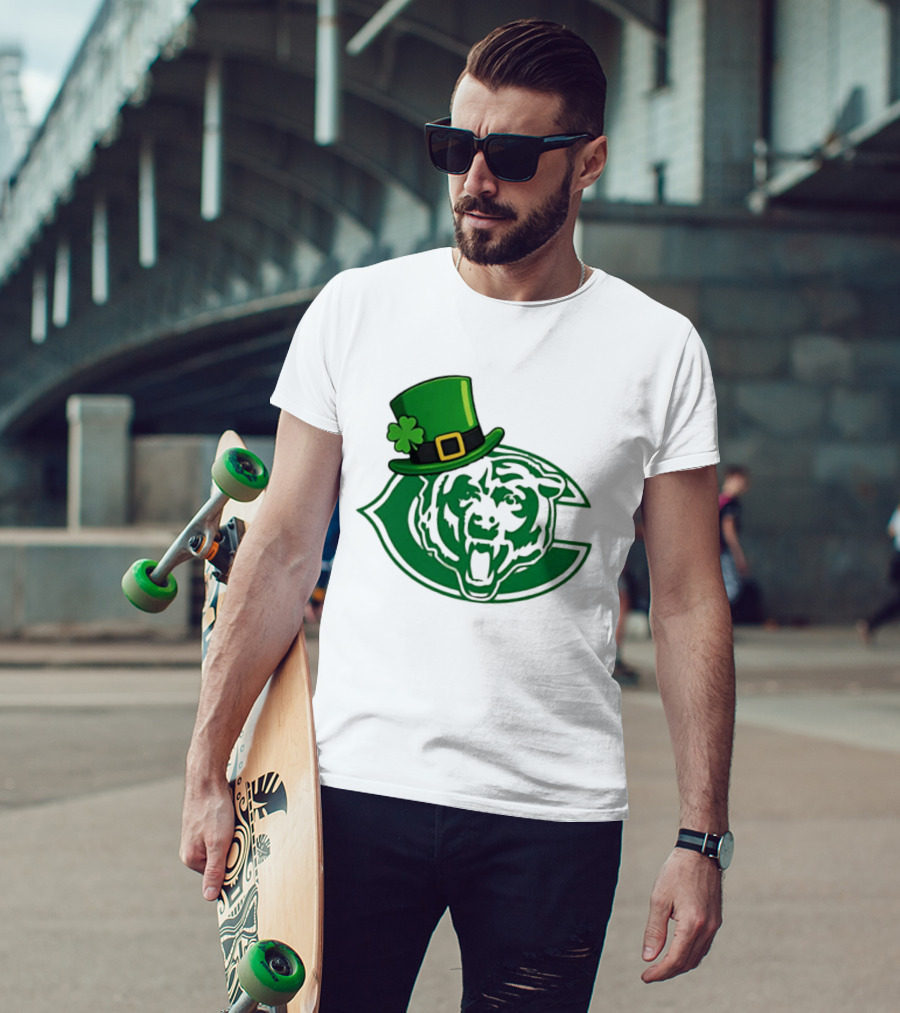 Chicago Bears St Patrick's Day Green Logo With Irish Hat T-Shirt