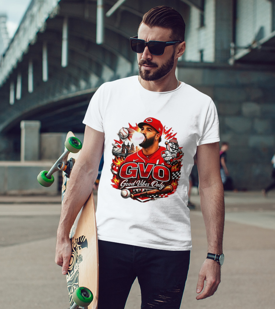 GVO Good Vibes Only Eugenio Suarez Reds Baseball Cincinnati Sports T-Shirt