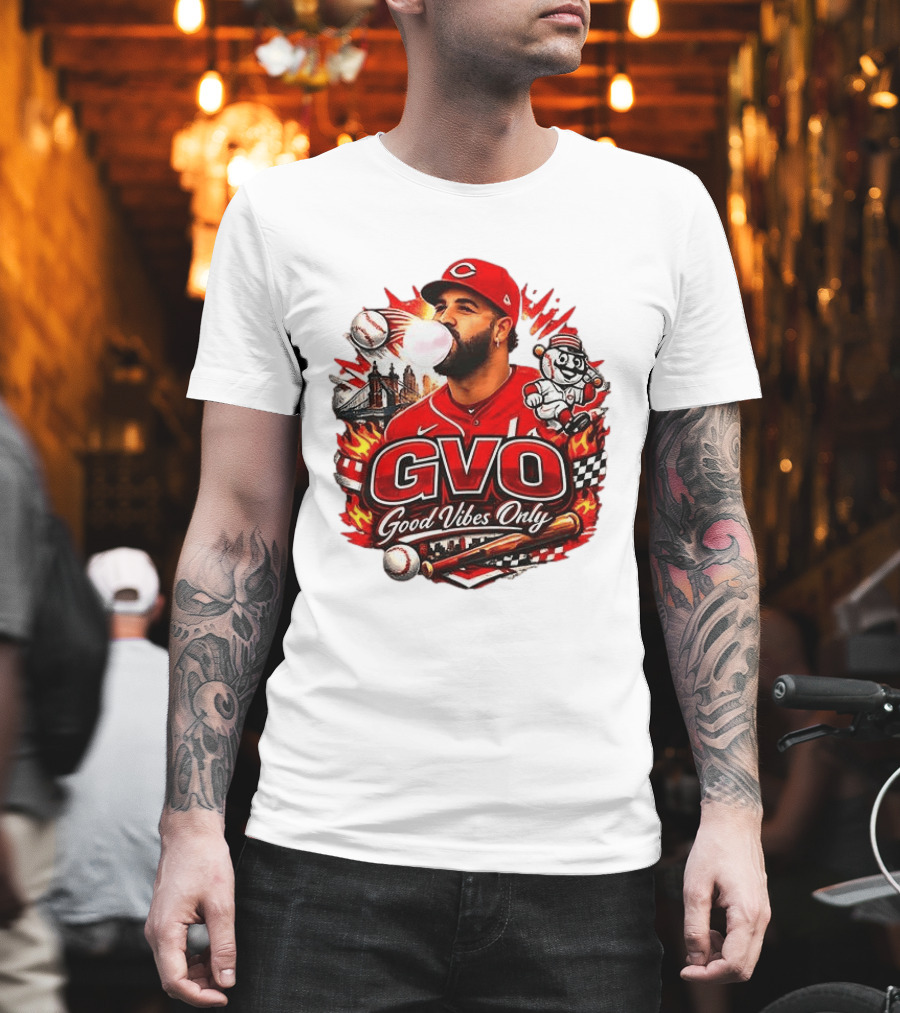 GVO Good Vibes Only Eugenio Suarez Reds Baseball Cincinnati Sports T-Shirt
