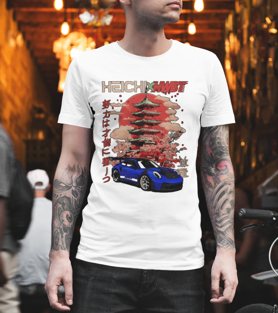 Haichi HWBT 2025 Pagoda Blue Sports Car Red Sun Japanese T-Shirt