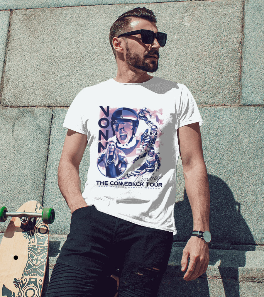 Lindsey Vonn The Comeback Tour 2025 2026 Comeback Season Alpine Skiing Adventure T-Shirt